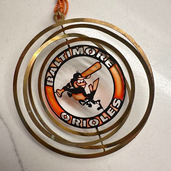 RARE Set 2 Vintage Brass Swivel Ornaments Baltimore Orioles Texas Rangers MLB - Picture 2 of 5